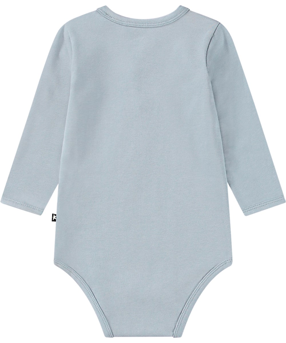 Foss - Balloon Bearcub - Blue long-sleeved baby bodysuit made from organic cotton with a cute bear print.
