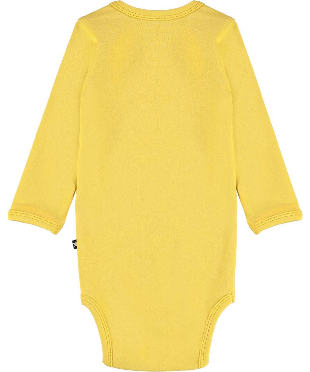 Foss - Hazy Sun - Yellow organic bodysuit with big smiley