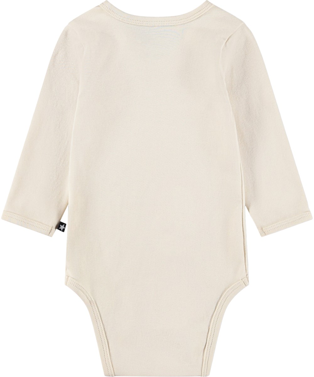 Foss - Little Rainbow - Cream-coloured, long-sleeved bodysuit for the little ones made of organic cotton with a rainbow print 