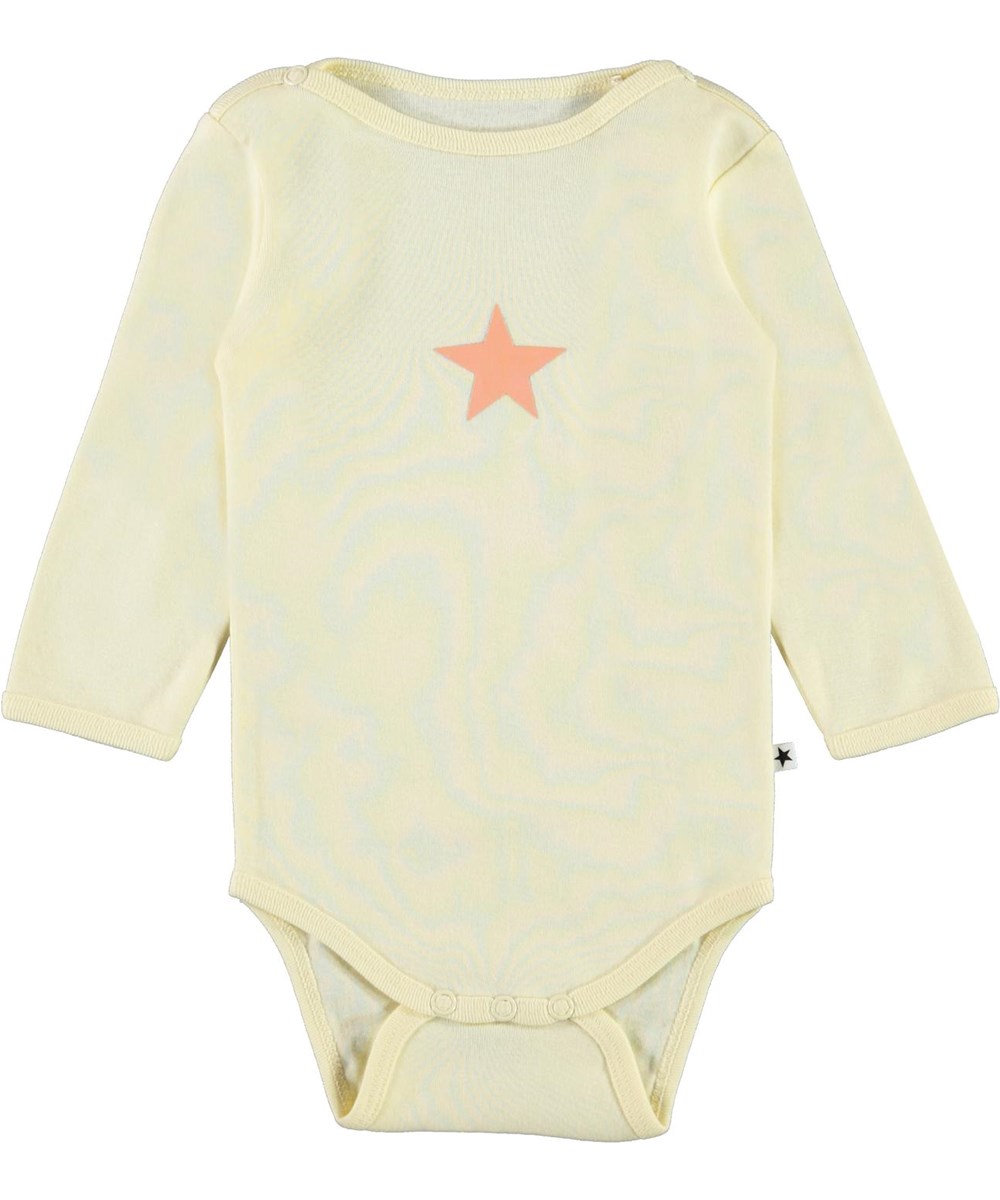 Foss - Marzipan - Light yellow organic baby bodysuit star