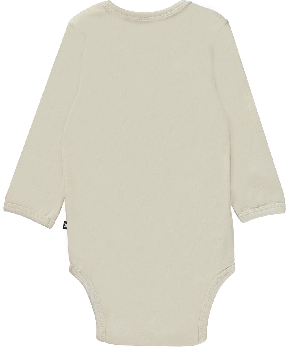 Foss - Peace Sign - Organic beige baby bodysuit with peace print