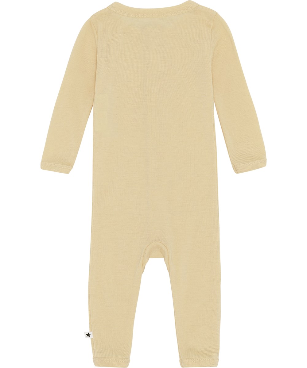 Fahari - Starlight - Lysegul uld babydragt med trykknapper