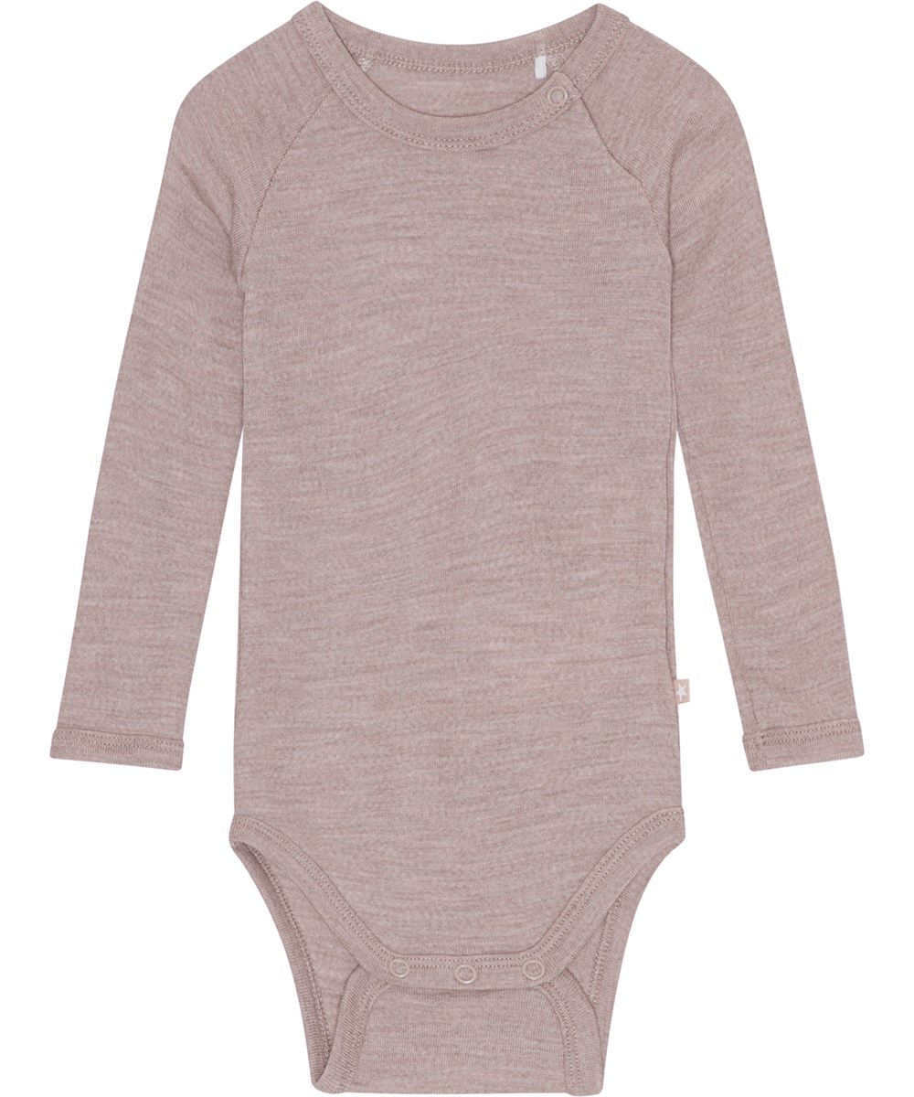 Farai - Rose Melange - Rosa babybody i Oeko-Tex merino uld