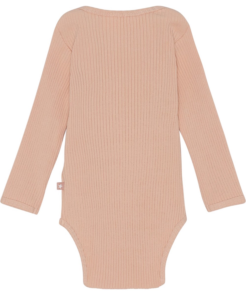 Faros - Fluffy Rose - Økologisk rosa unisex babybody i rib kvalitet