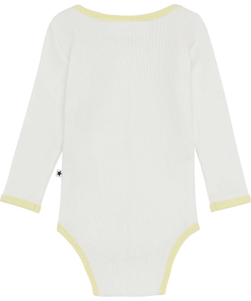 Faros - White Star - Økologisk rib body hvid og gul  