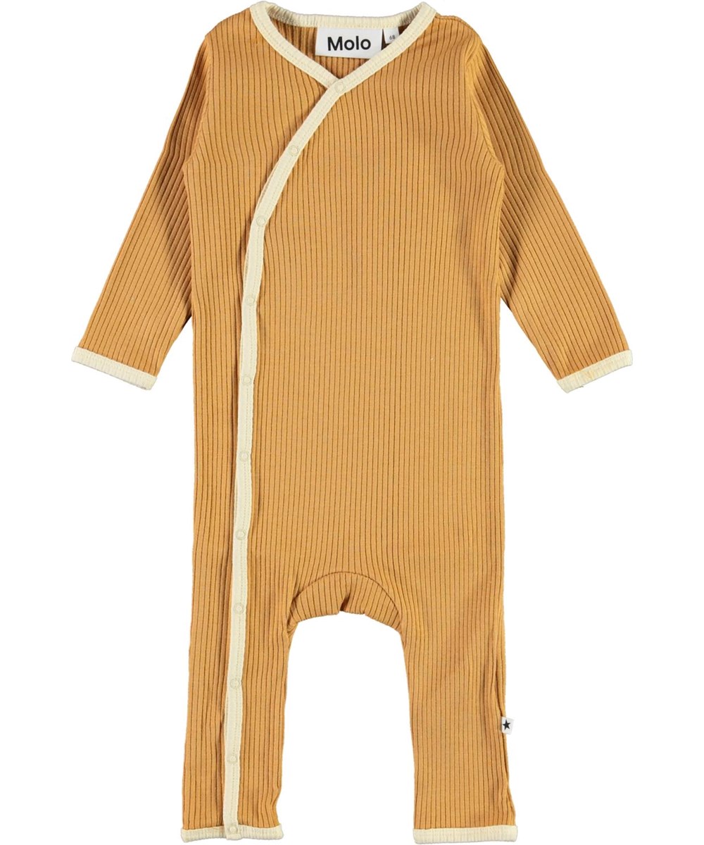 Fellow - Honey - Gylden baby dragt med lyse kantbånd