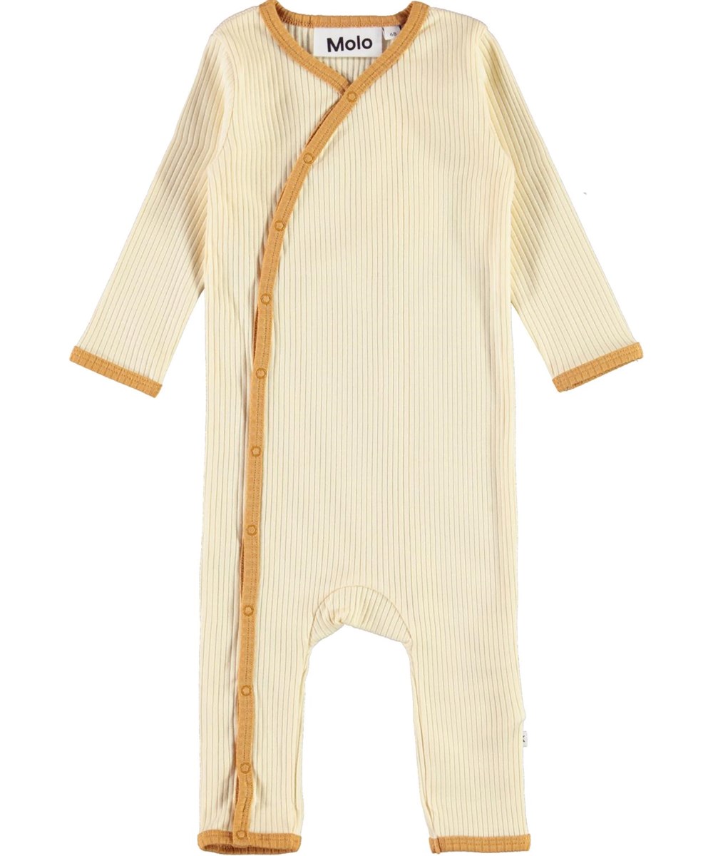 Fellow - Marzipan - Lys baby dragt med gylden kantbånd