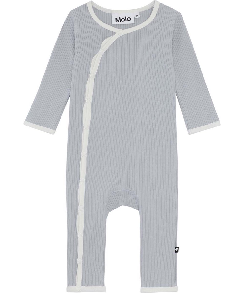 Fellow - Pearled Blue - Økologisk rib babydragt lys gråblå