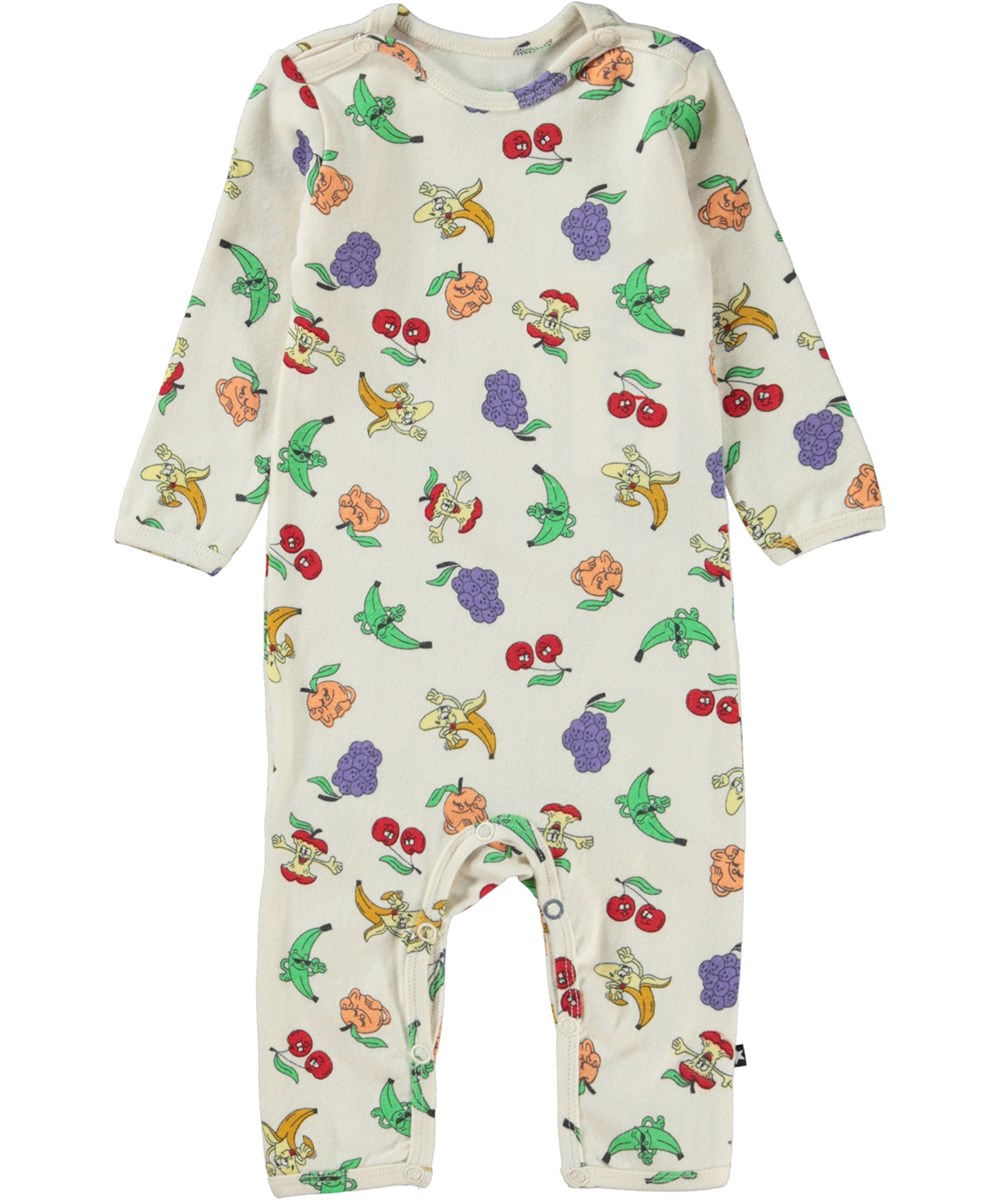 Fenez - Trutti Frutti - Økologisk hvid babydragt med frugter