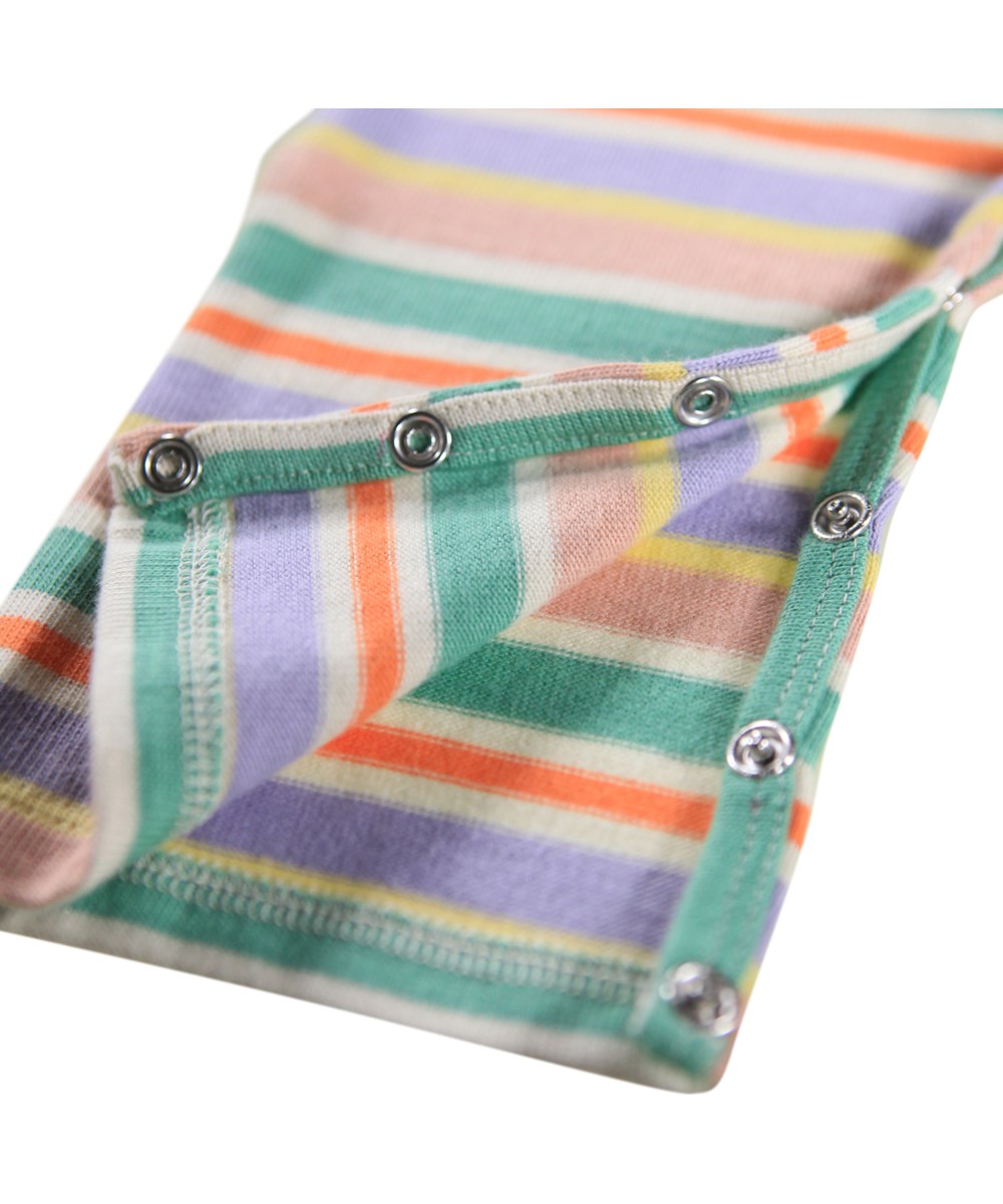 Flint - Emotions Stripe - Multifarvet stribet heldragt i økologisk bomuld til baby.