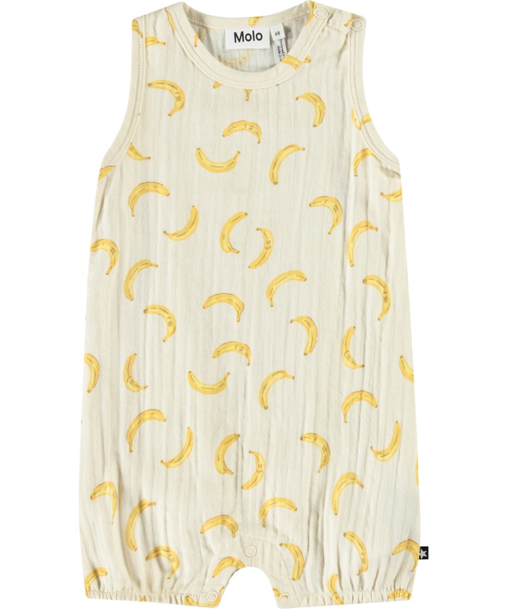 Forever - Cute Bananas - Sommerheldragt i økologisk bomuld til baby med print af små bananer. 