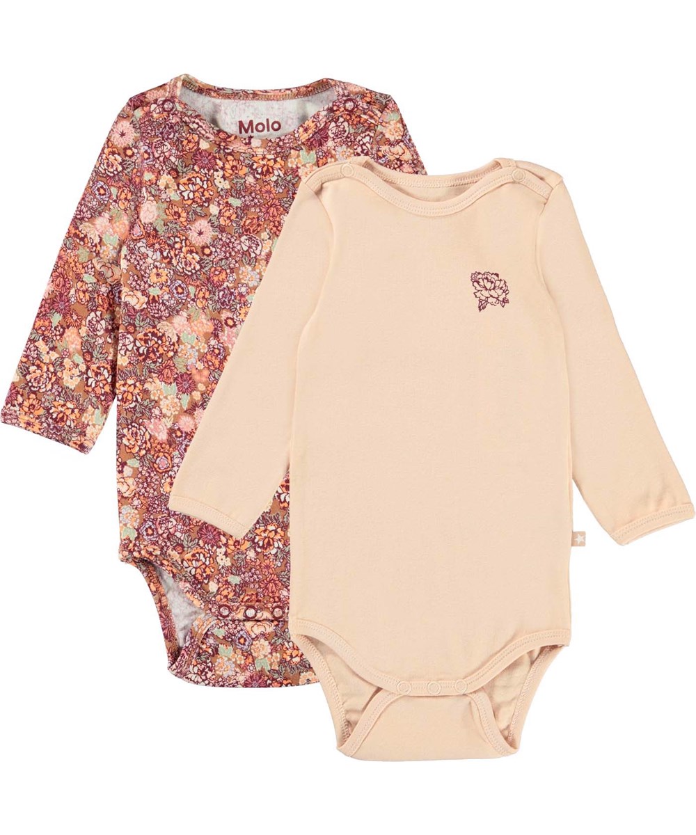 Foss 2-Pack - Fluffy Bloom - Økologisk babybody 2-pack i rosa og med blomster