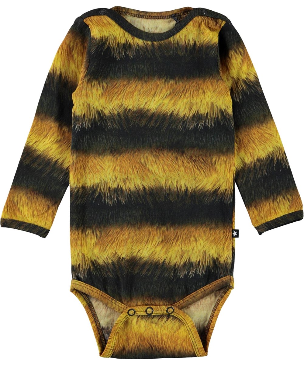Foss - Bee - Økologisk sort og gul stribet baby body 