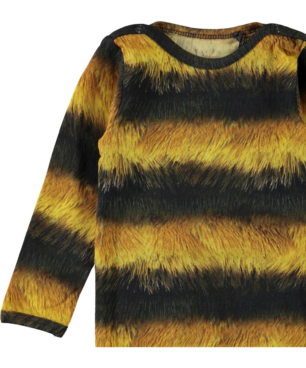 Foss - Bee - Økologisk sort og gul stribet baby body 