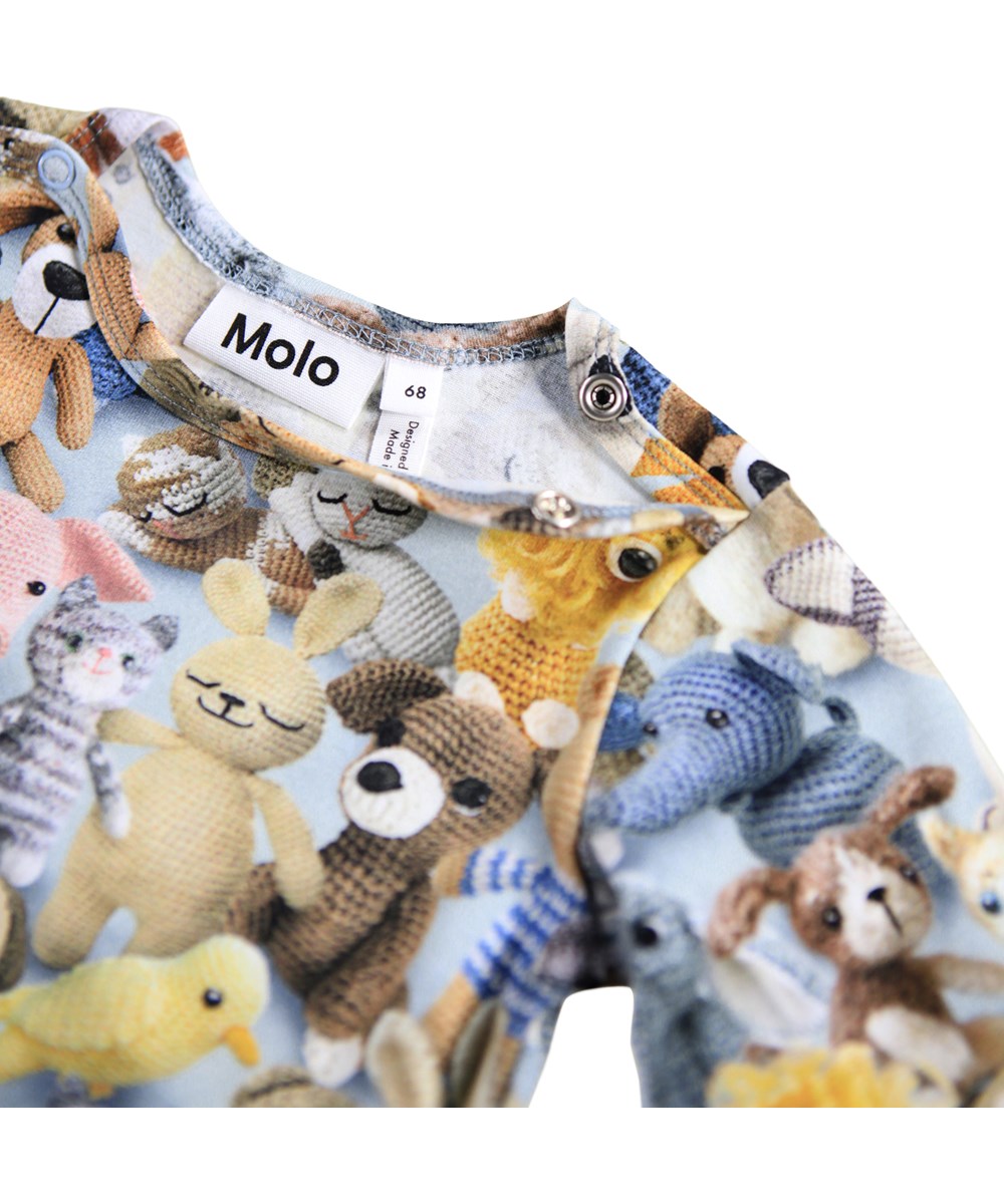 Foss - Crochet Cuties - Langærmet body i økologisk bomuld til baby med print af hæklede bamser. 