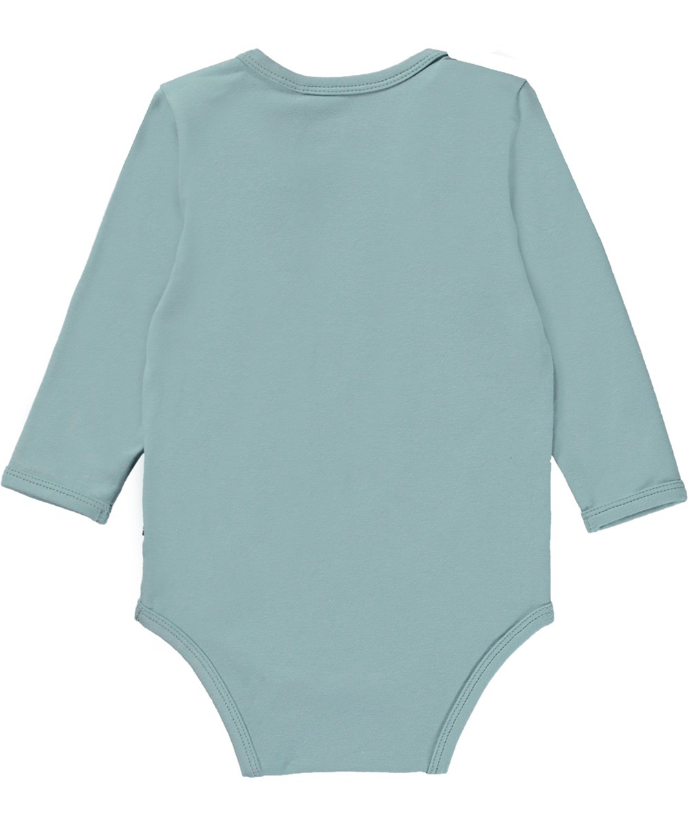 Foss - Cute Rabbits - Blå økologisk babybody med kanin placement print