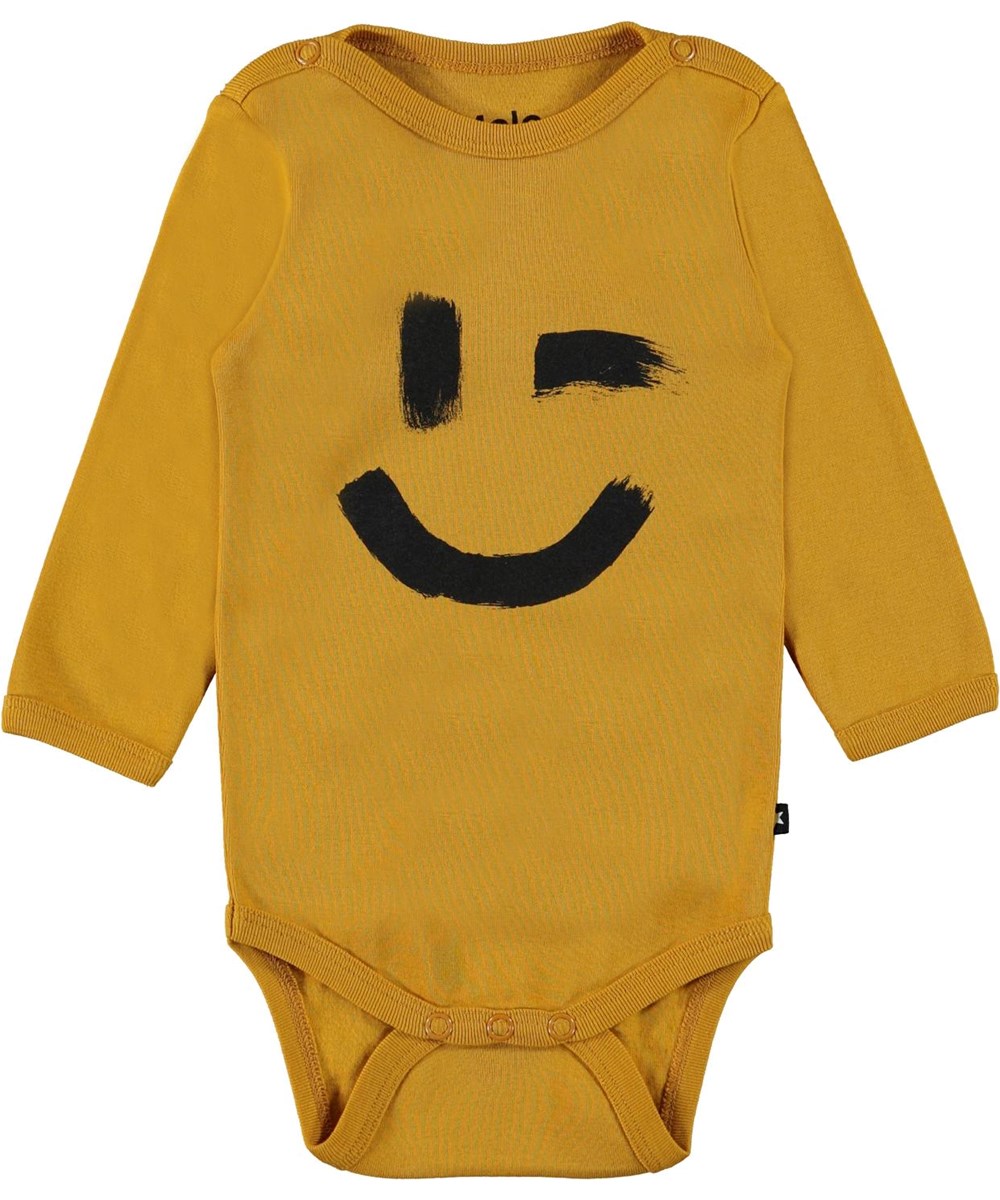 Foss - Honey - Økologisk gul baby body med smiley