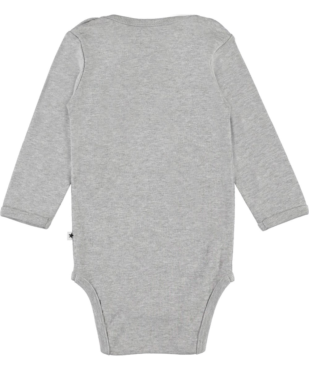 Foss - Light Grey Melange - Økologisk grå baby body stjerne