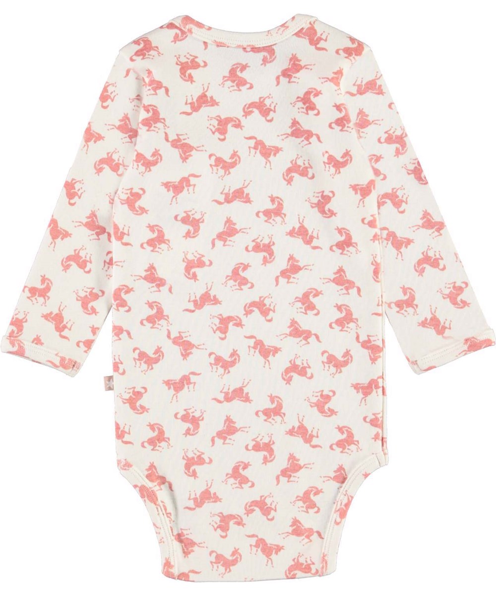 Foss - Mini Horse Rose - Hvid økologisk body pink hesteprint