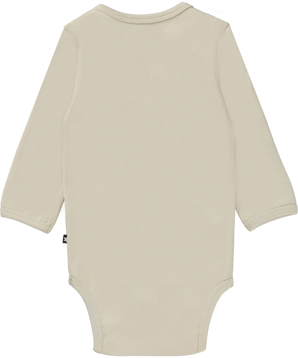 Foss - Overcast - Beige økologisk babybody med smiley print