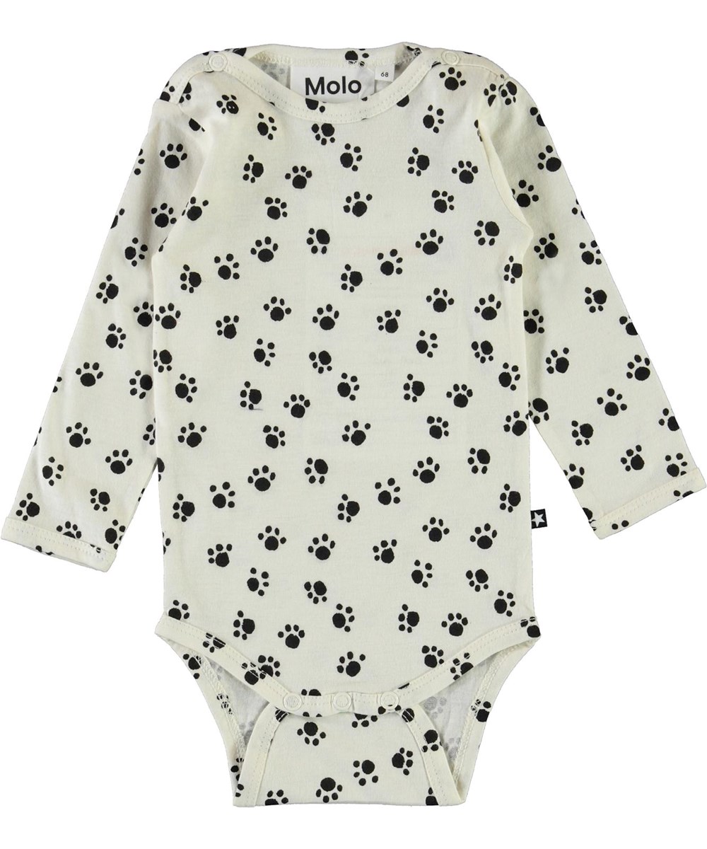 Foss - Puppy Paws - Økologisk hvid baby body med poter