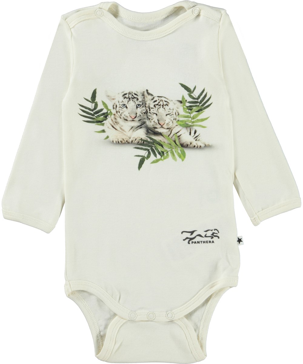 Foss - White Tiger Cubs - Økologisk baby body med print af tigerunger