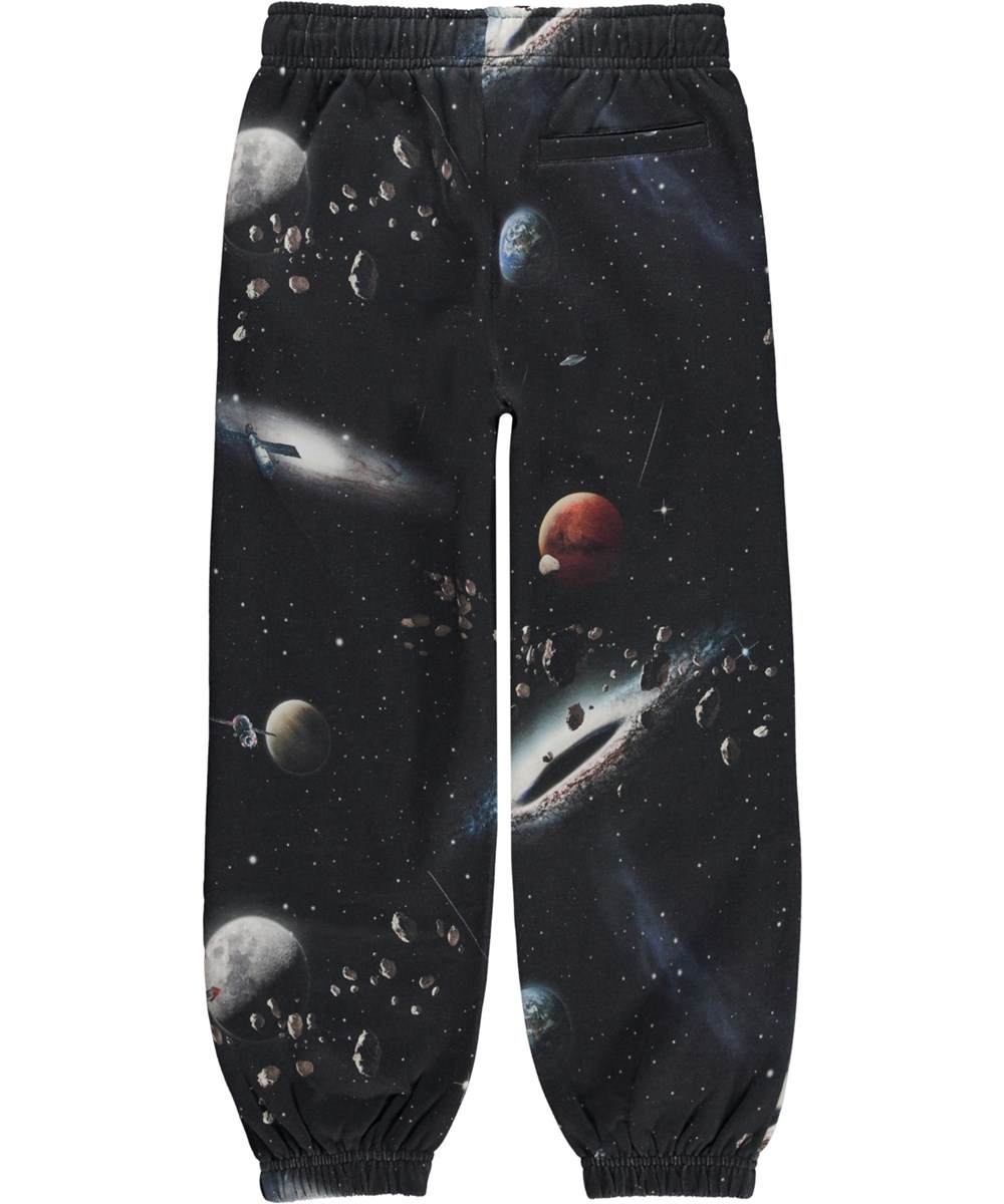 Adan - Make Space - Donkerblauwe biologische joggingbroek met heelal print