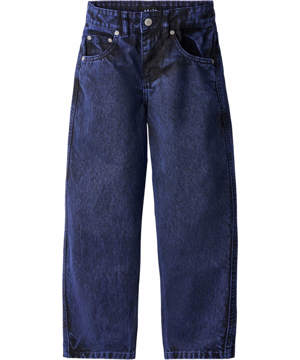 Aiden - Blue Overdye - Spijkerbroeken voor kinderen gemaakt van biologisch katoen met een zwarte en blauwe wassing.