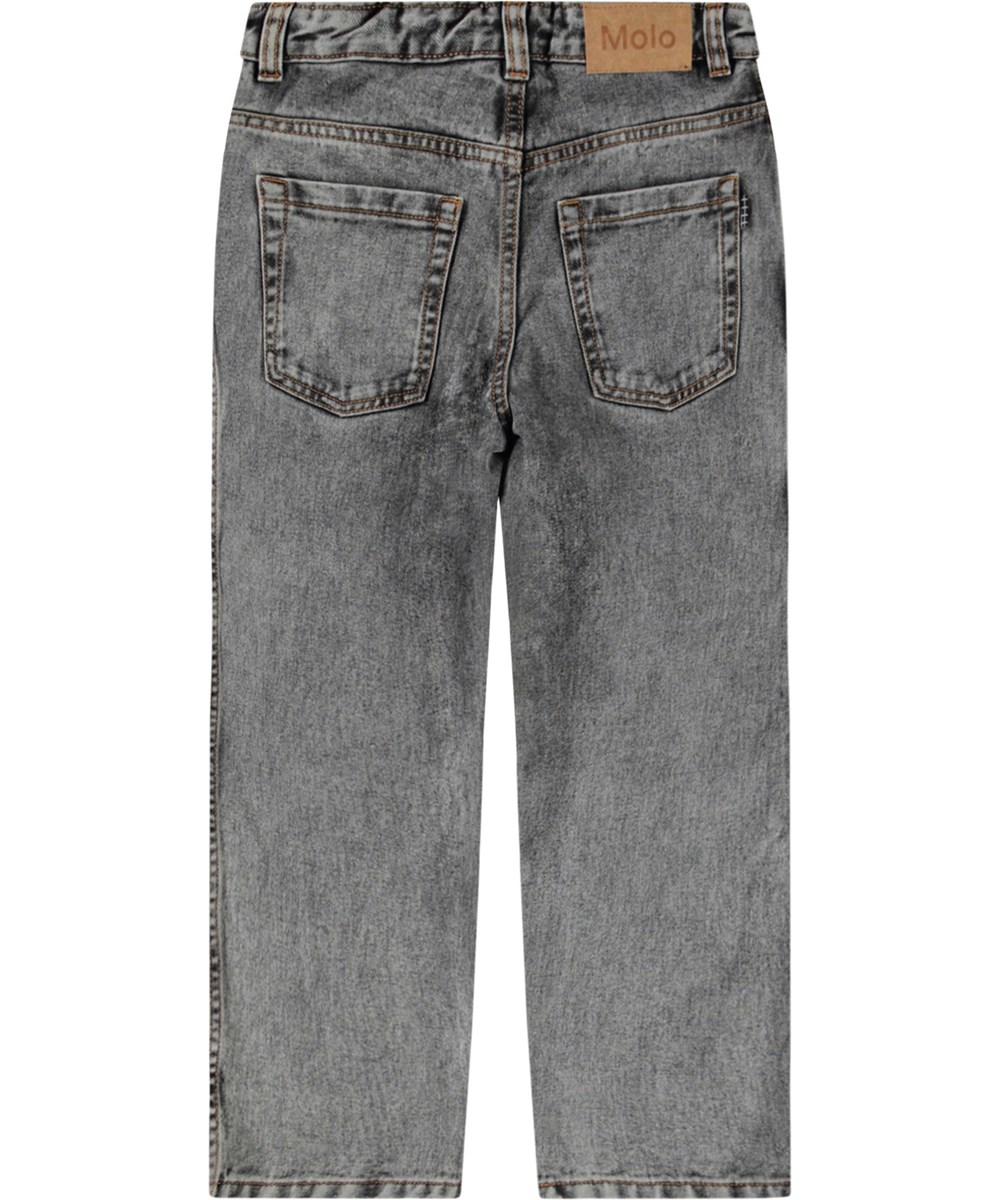 Aiden - Grey Wash Denim - Donkergrijze kinderjeans van biologisch katoen.
