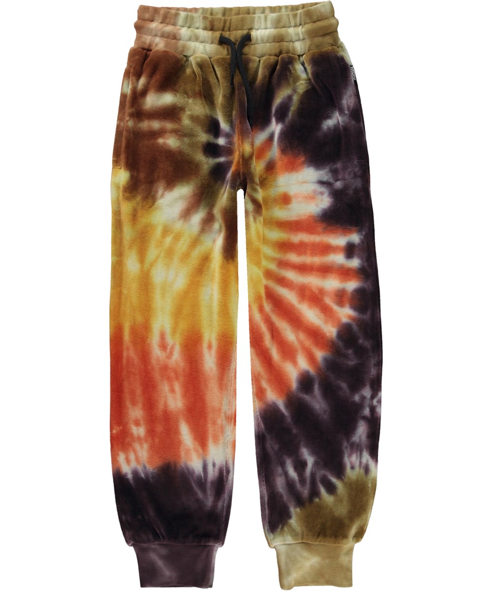 Alvar - Warm Swirl - Veelkleurige biologische joggingbroek met tie-dye print
