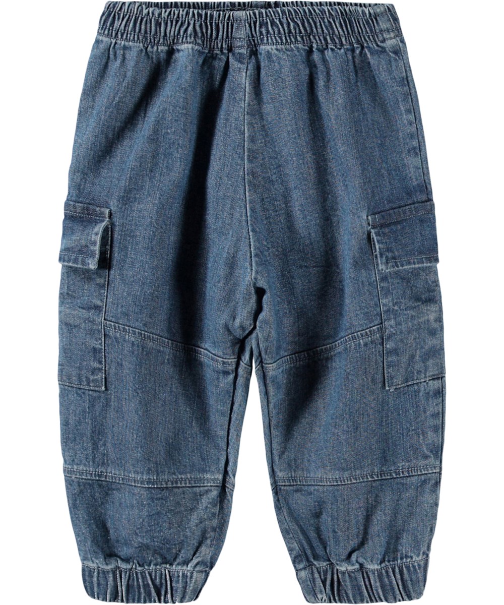 Sae - Chambrey Blue - Blauwe cargobroek voor de kleintjes gemaakt van biologisch katoenen chambray