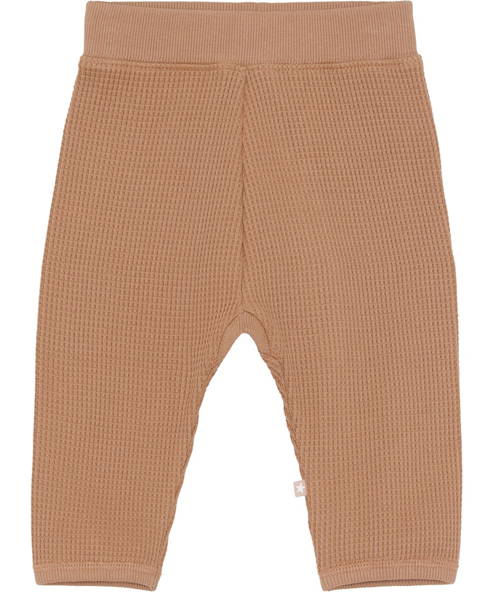 Samantha - Rose Mist - Lichtroze biologische gebreide wafel babybroek