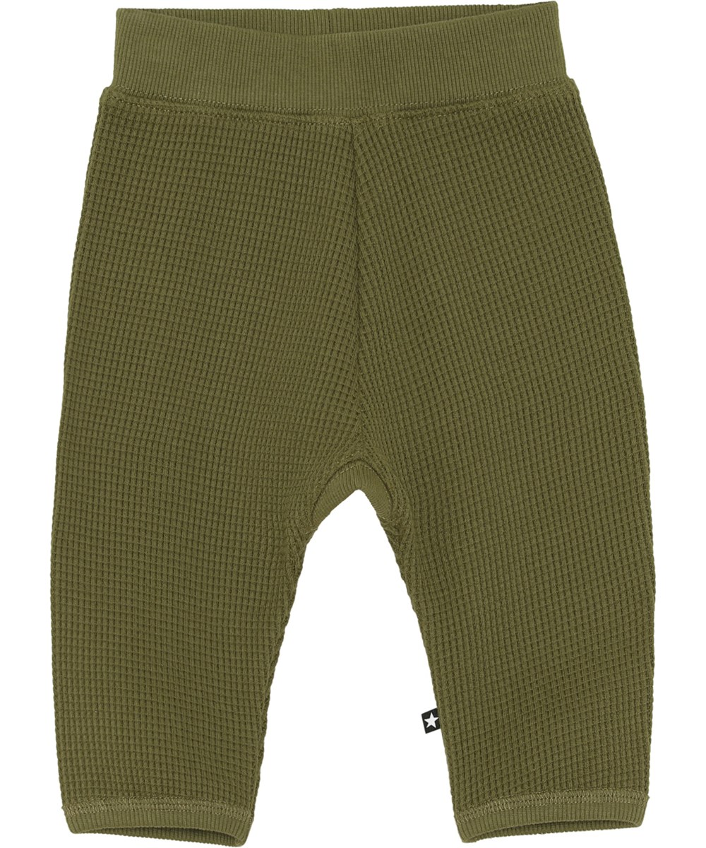 Samantha - Sphagnum - Groene biologische gebreide wafel babybroek