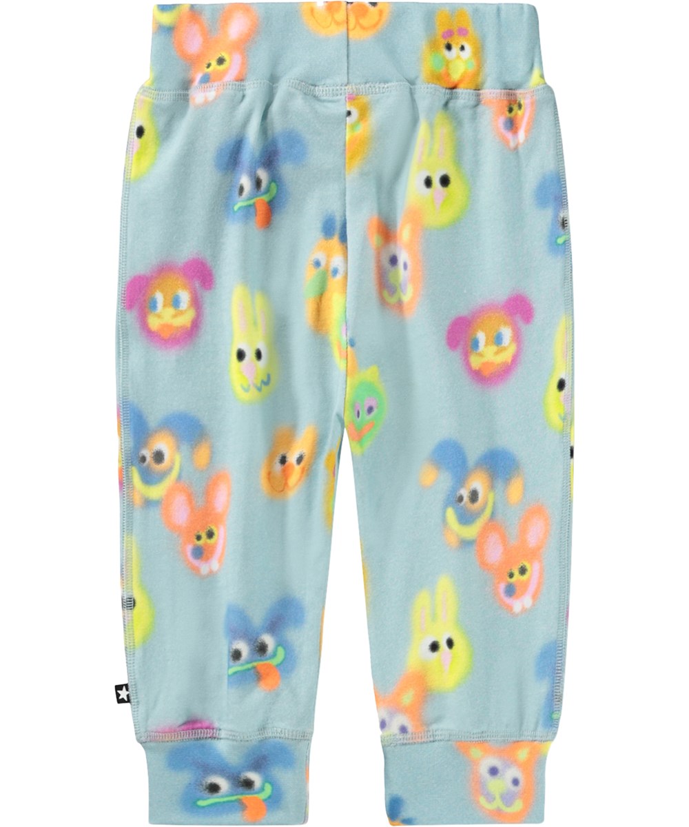 Sammy - Fuzzy Friends - Blauwe broek voor de kleintjes met een leuke print