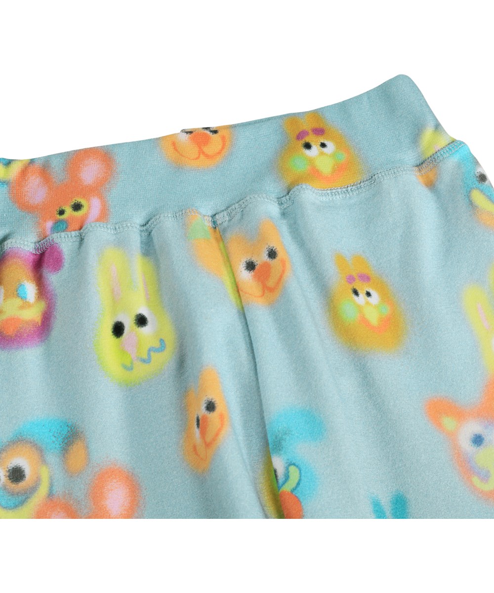 Sammy - Fuzzy Friends - Blauwe broek voor de kleintjes met een leuke print