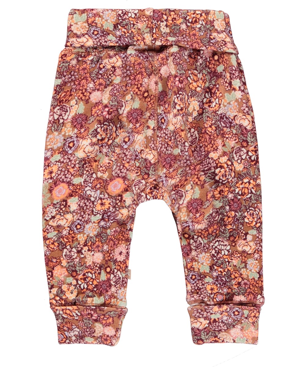 San - Bloom - Rode biologische babybroek met bloemen