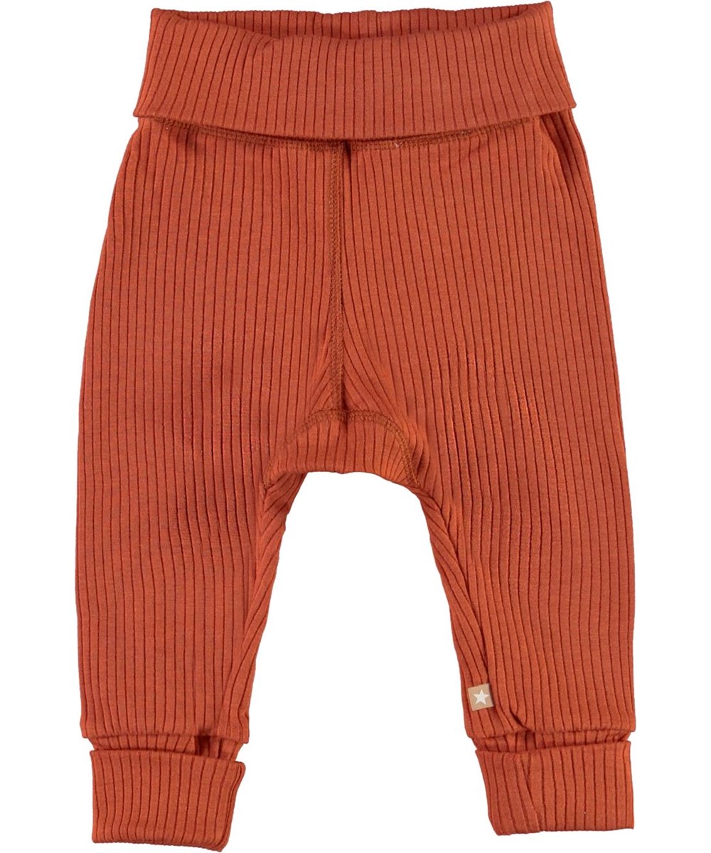 San - Burnt Brick - Donkerrode rib babybroek