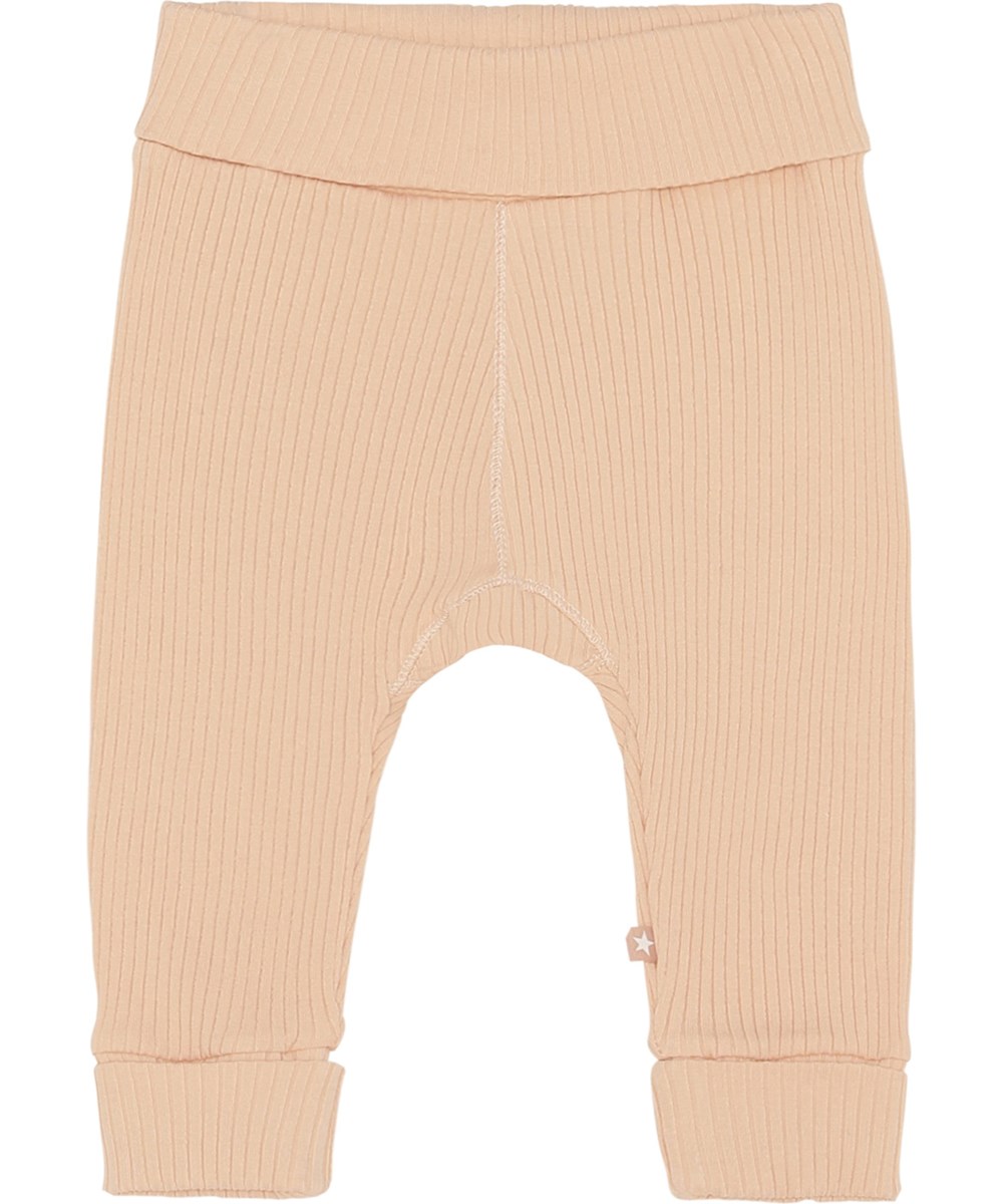 San - Fluffy Rose - Lichtroze biologische babybroek in rib