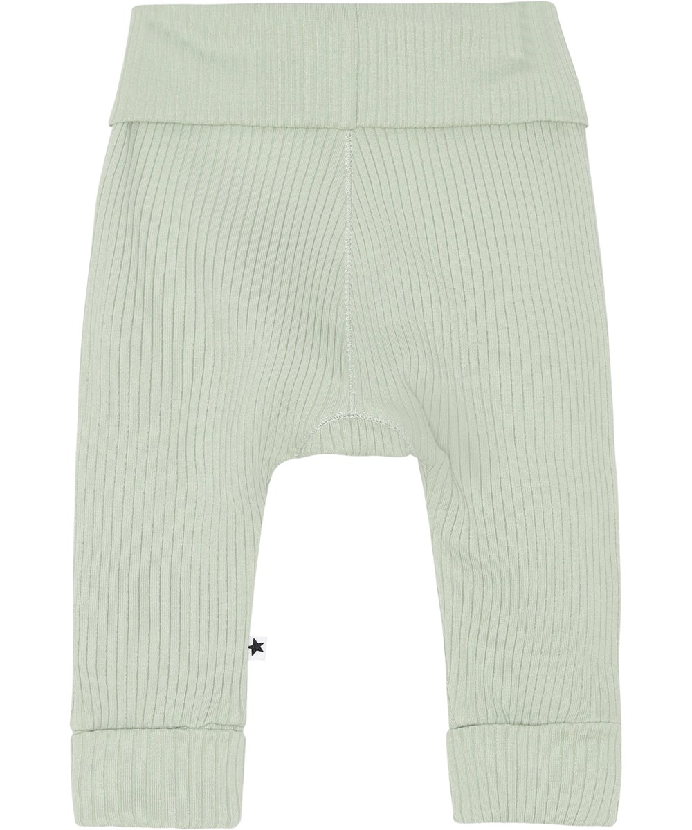 San - Mint - Mintgroene biologische babybroek in rib