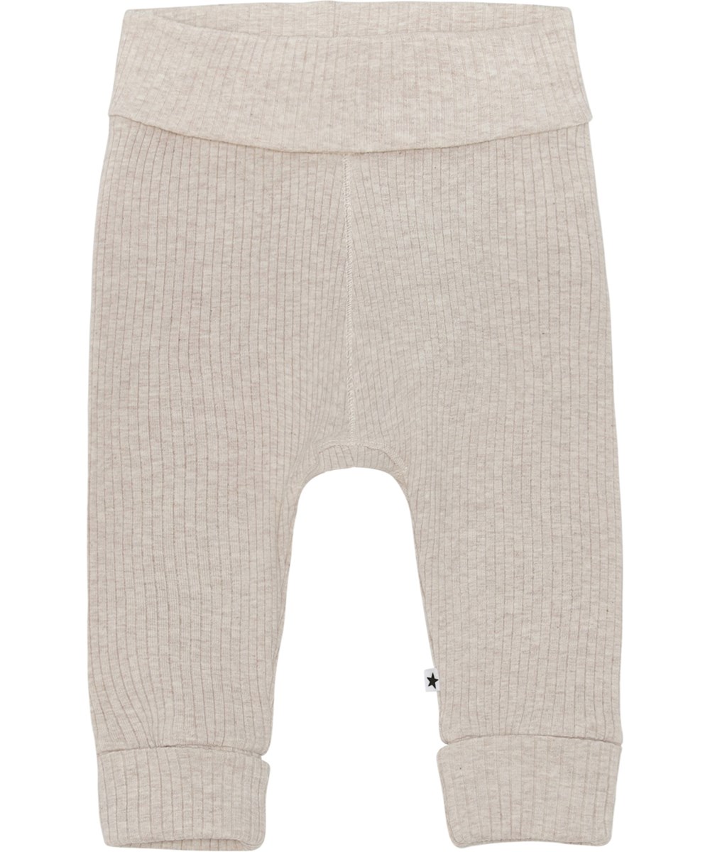 San - Oatmeal Melange - Lichtgrijze babybroek in rib