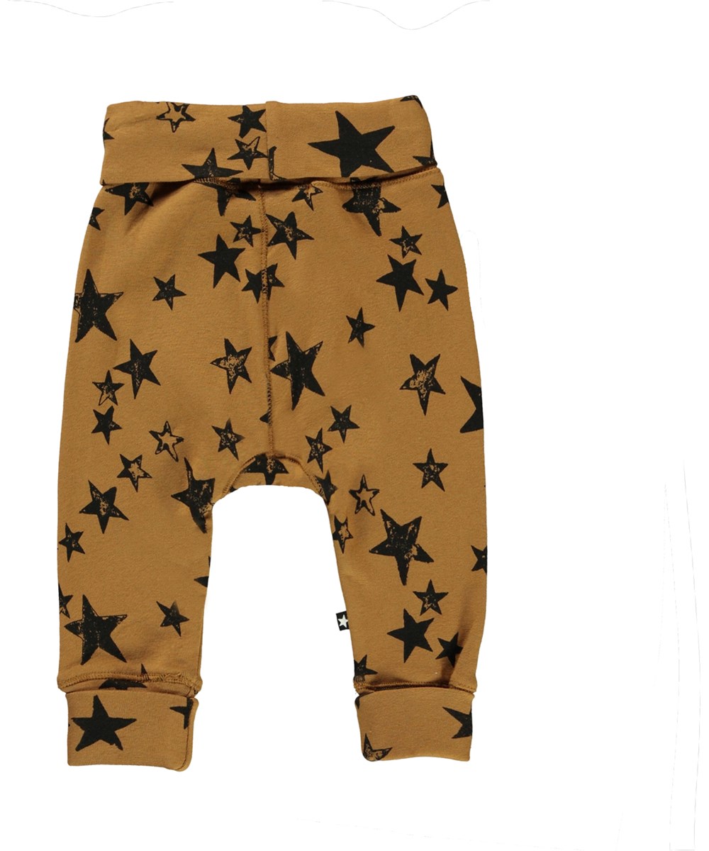 San - Stars - Lichtbruine biologische babybroek met sterren