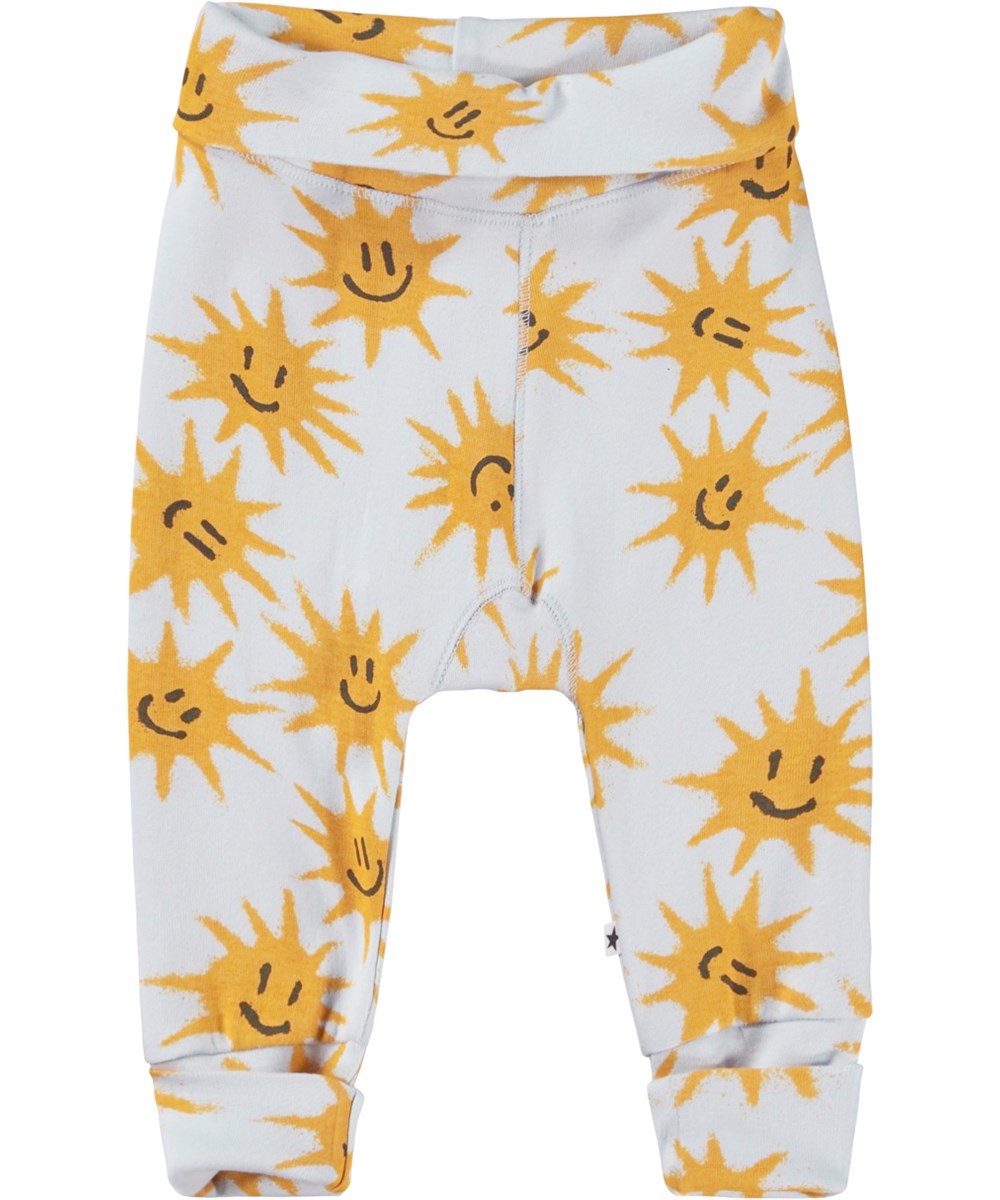 San - Sunny Smiles - Lichtblauwe babybroek met zonnetjes print
