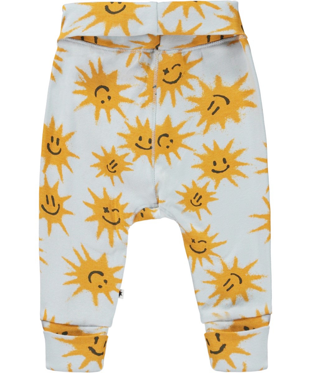 San - Sunny Smiles - Lichtblauwe babybroek met zonnetjes print