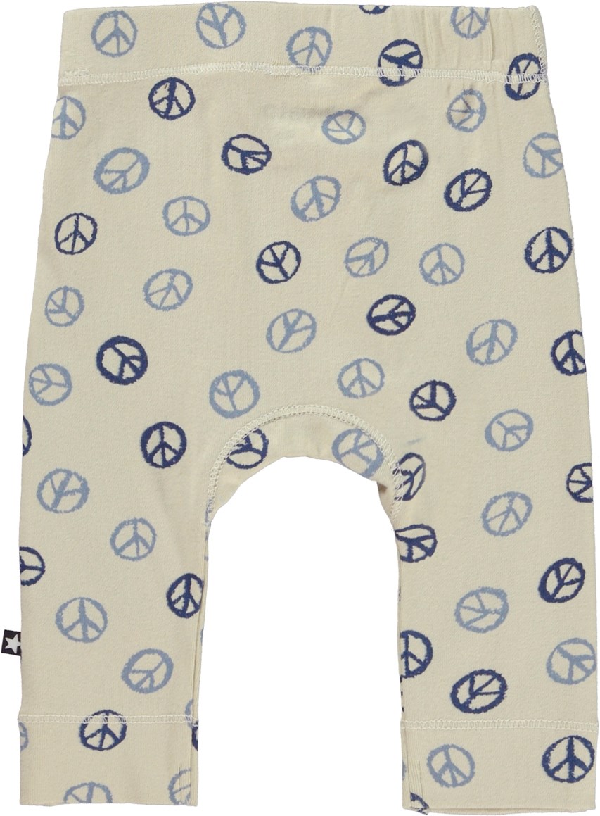 Seb - Peace All Over - Beige babybroek met peace tekens