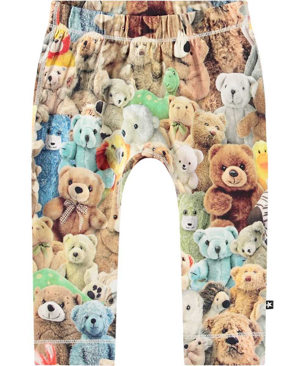 Seb - Teddy Friends - Aansluitende, kleurrijke biologisch katoenen legging met een all-over berenprint.