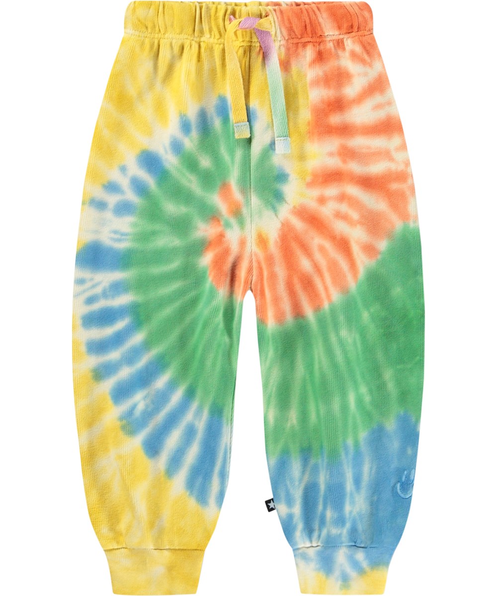 Simeon - Shiny Swirl - Zachte, veelkleurige joggingbroek voor de kleintjes gemaakt van biologisch katoen met een tie-dye print.