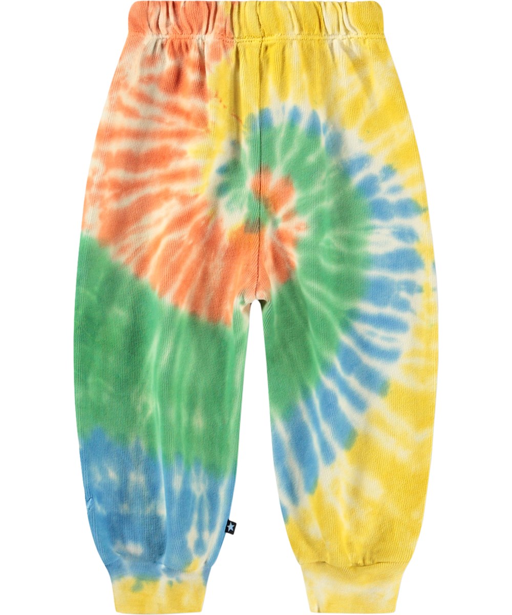 Simeon - Shiny Swirl - Zachte, veelkleurige joggingbroek voor de kleintjes gemaakt van biologisch katoen met een tie-dye print.