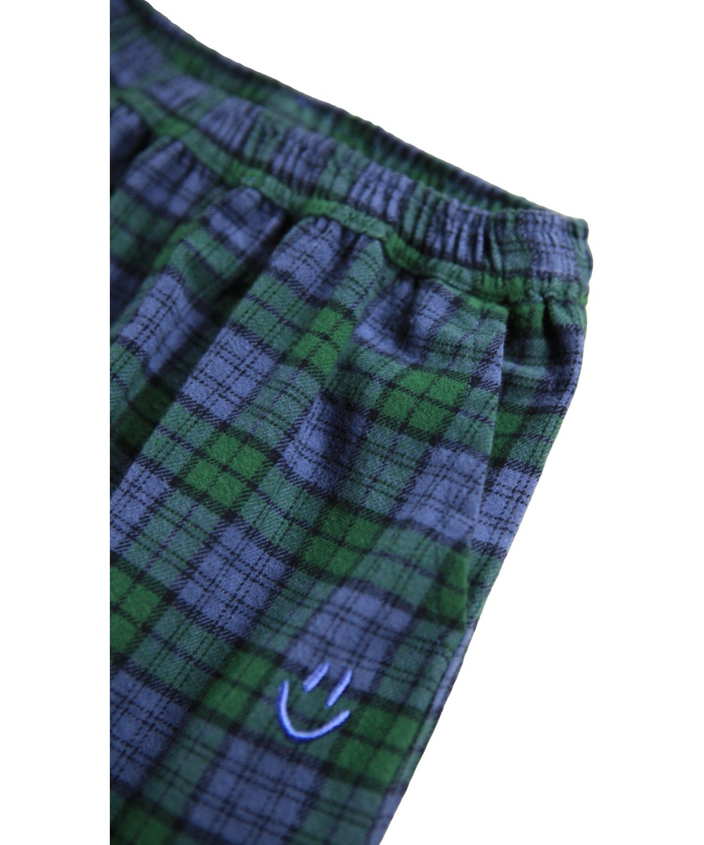 Sois - Blue Pine Check - Groene en blauwe geruite broek voor de kleintjes gemaakt van biologisch katoen.