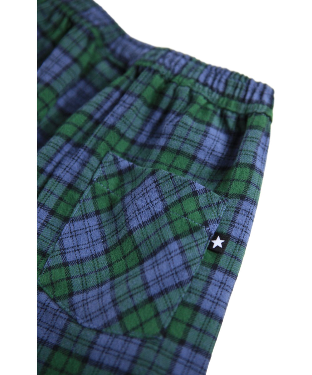 Sois - Blue Pine Check - Groene en blauwe geruite broek voor de kleintjes gemaakt van biologisch katoen.