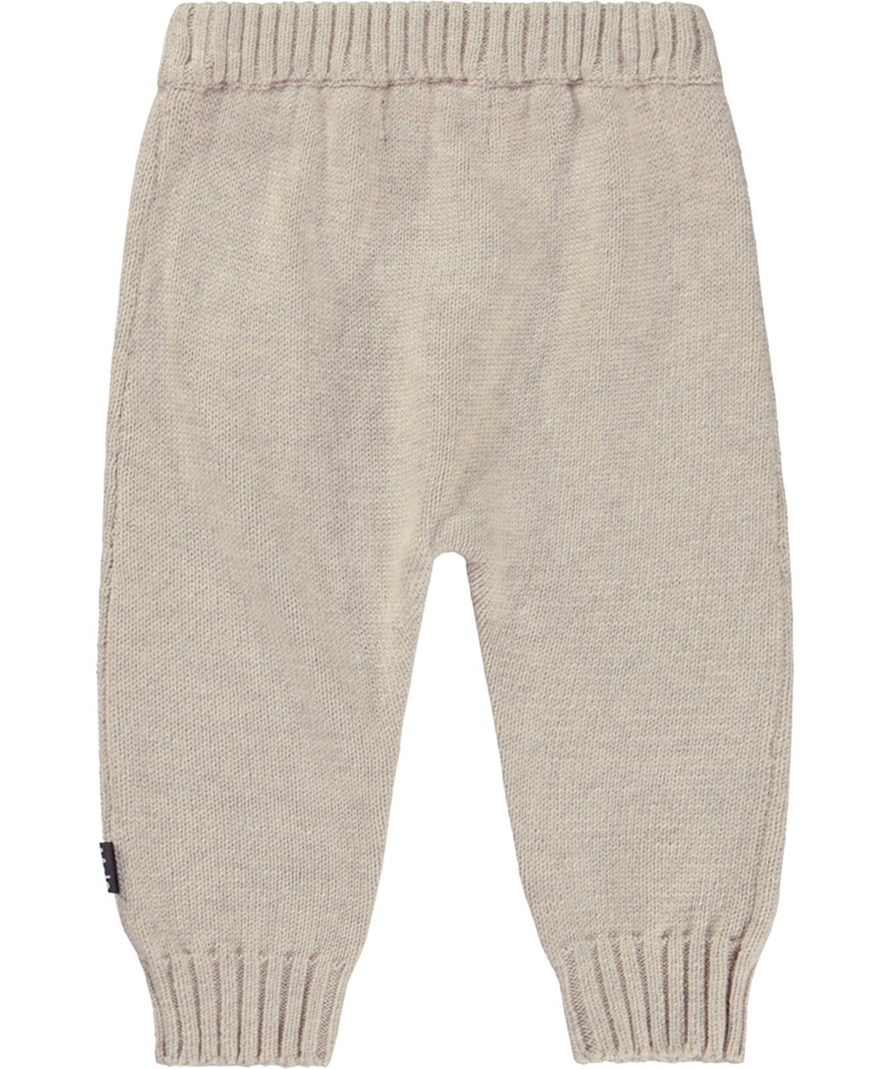 Sol - Ridge - Beige gebreide babybroek met smiley’s op de knieën